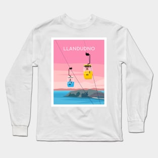 Llandudno Cable Cars - The Great Orme, North Wales in Pink Long Sleeve T-Shirt